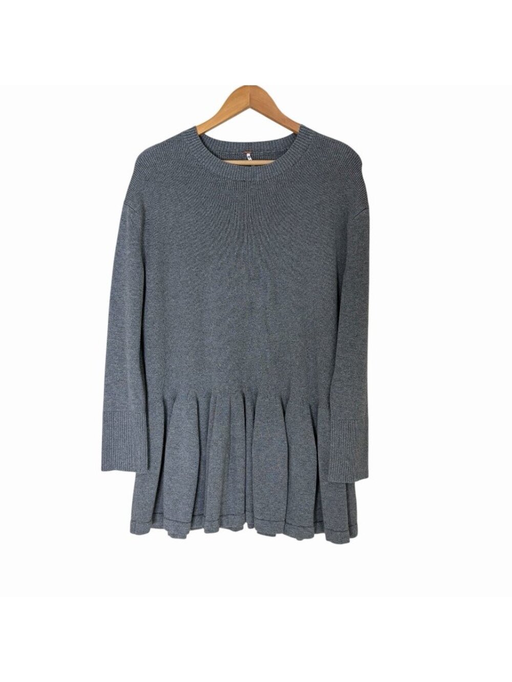 Free People time on my side grey long sleeve mini sweater dress size Small